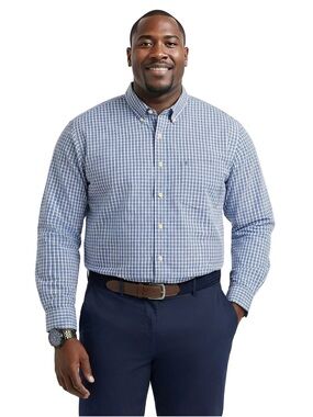 💥4/$15 Izod Blue and White Check Button-Down Shirt